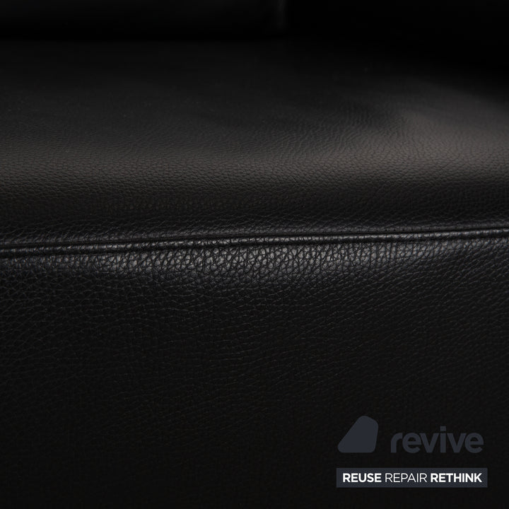 Rolf Benz 355 Leather Two-Seater Black Sofa Couch manual function