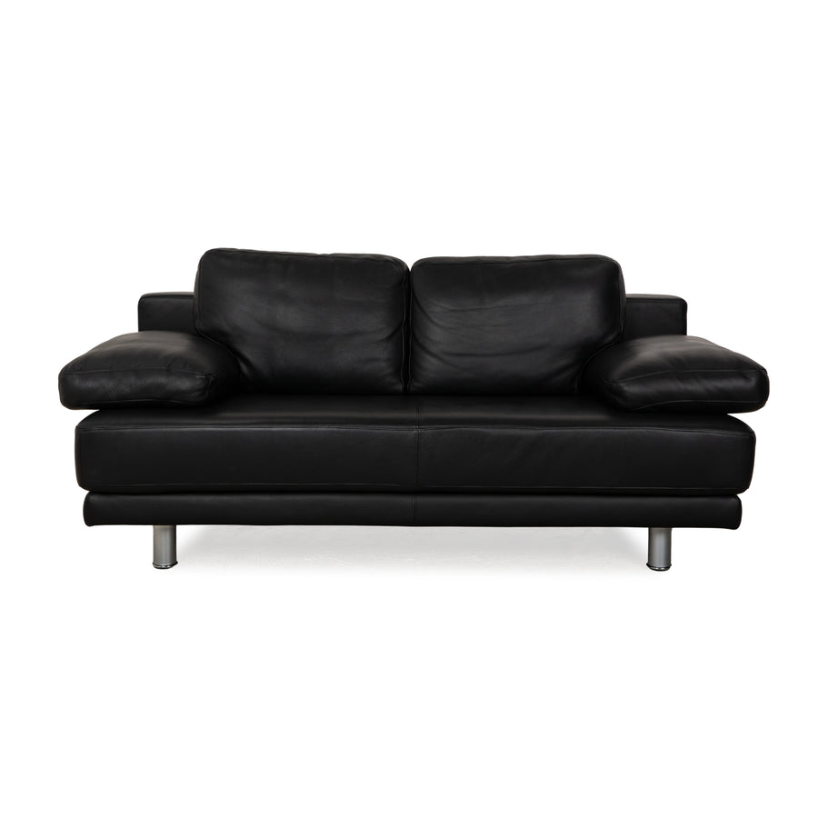 Rolf Benz 355 Leather Two-Seater Black Sofa Couch manual function