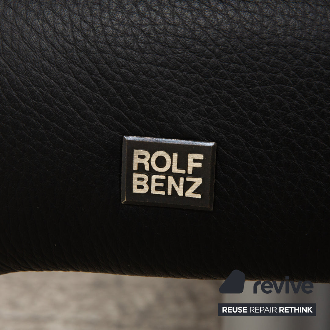 Rolf Benz 355 Leather Two-Seater Black Sofa Couch manual function