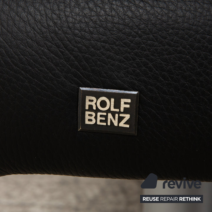 Rolf Benz 355 Leather Two-Seater Black Sofa Couch manual function