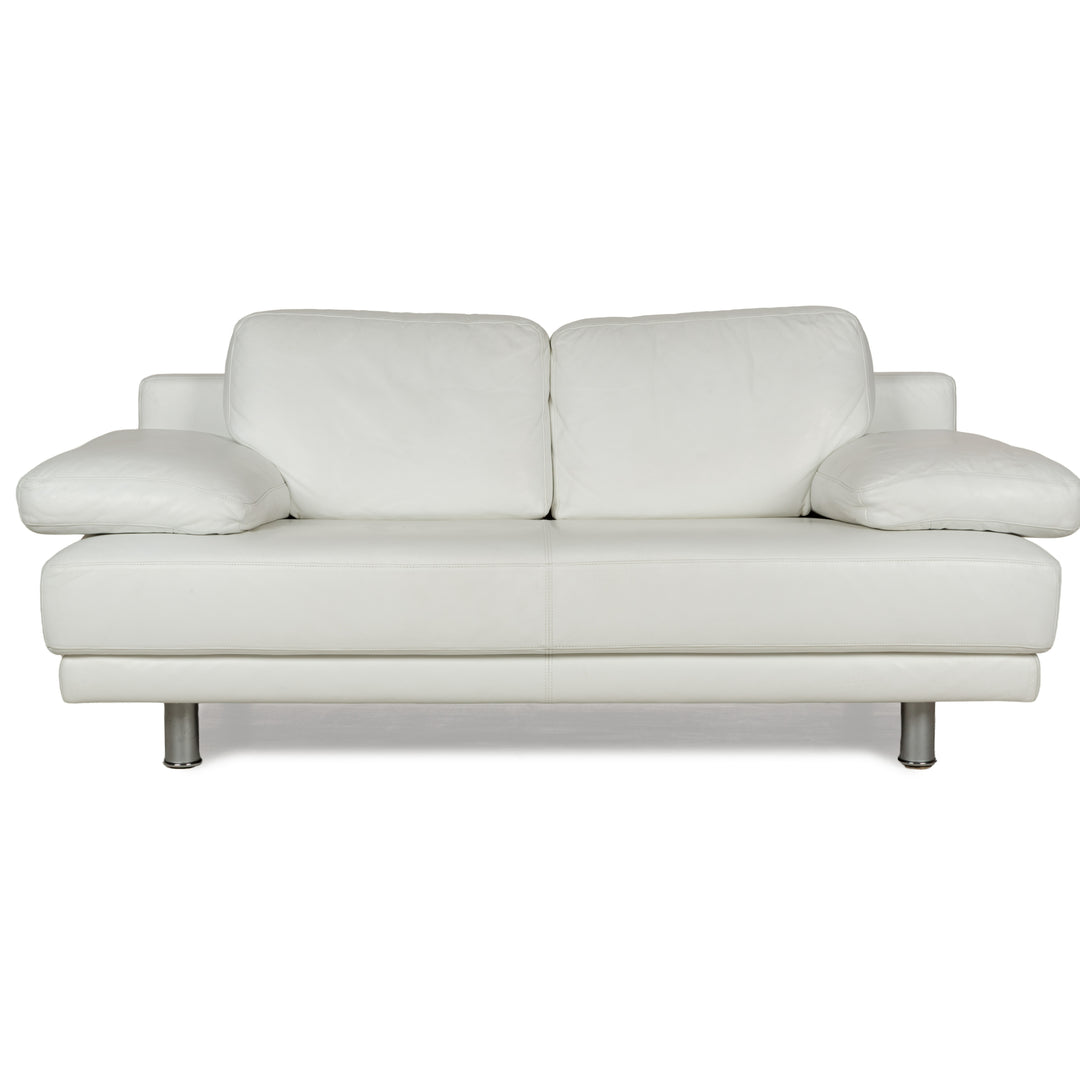 Canapé deux places en cuir blanc crème Rolf Benz 355
