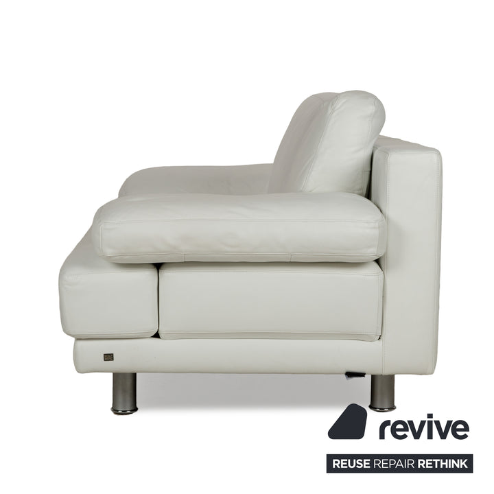 Canapé deux places en cuir blanc crème Rolf Benz 355