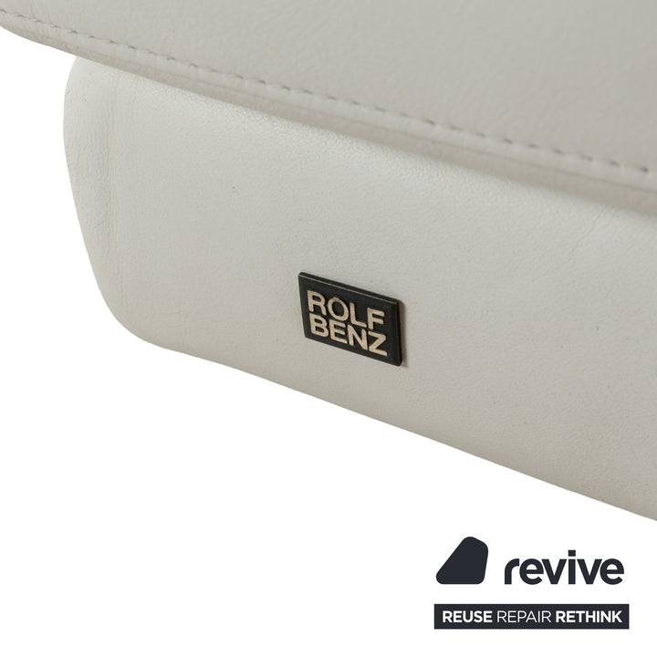 Canapé deux places en cuir blanc crème Rolf Benz 355