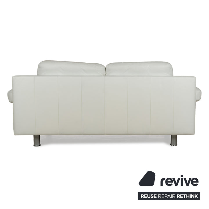 Canapé deux places en cuir blanc crème Rolf Benz 355