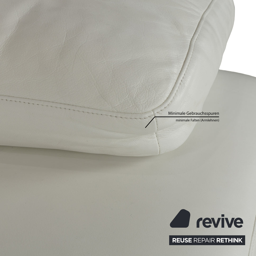 Canapé deux places en cuir blanc crème Rolf Benz 355