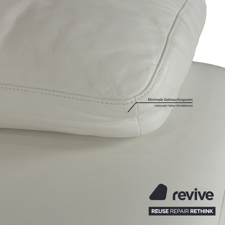 Canapé deux places en cuir blanc crème Rolf Benz 355