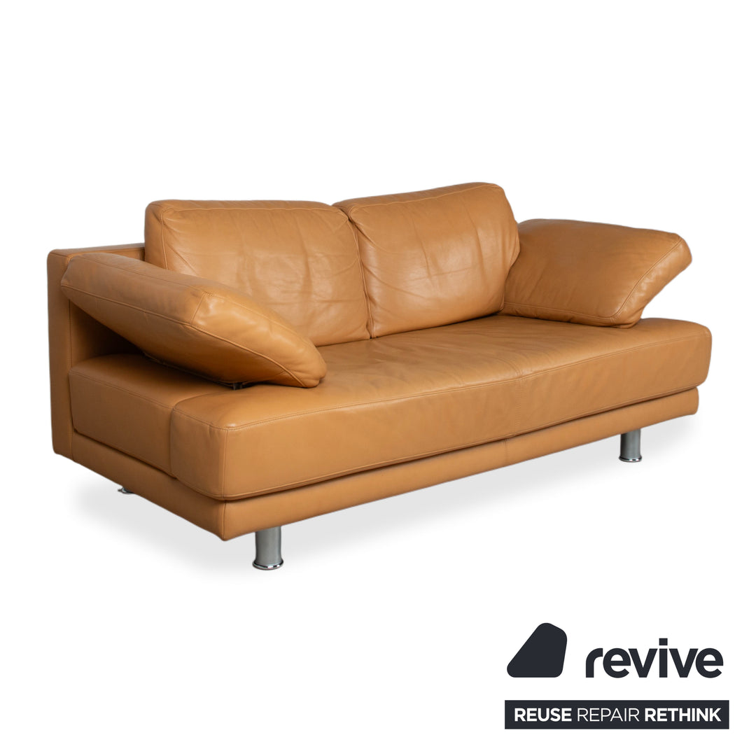 Rolf Benz 355 Zweisitzer Leder Sofa Cognac Couch manuelle Funktion