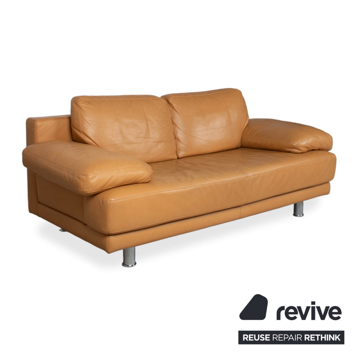 Rolf Benz 355 Zweisitzer Leder Sofa Cognac Couch manuelle Funktion