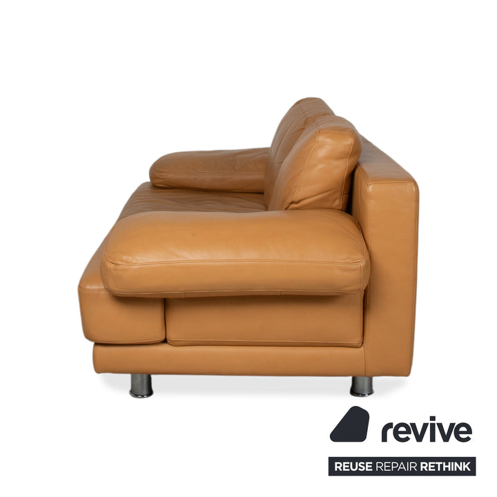 Rolf Benz 355 Zweisitzer Leder Sofa Cognac Couch manuelle Funktion
