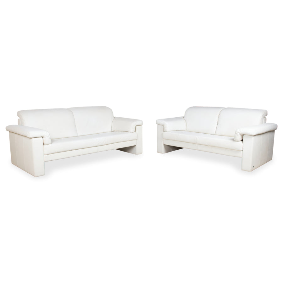 Rolf Benz 4000 Garnitur 2x Zweisitzer Leder Sofa Creme Weiß Couch