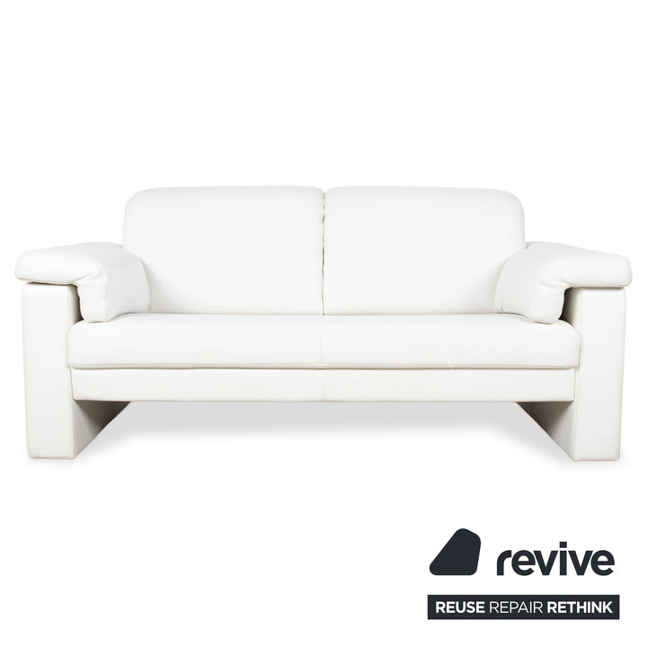 Rolf Benz 4000 Garnitur 2x Zweisitzer Leder Sofa Creme Weiß Couch