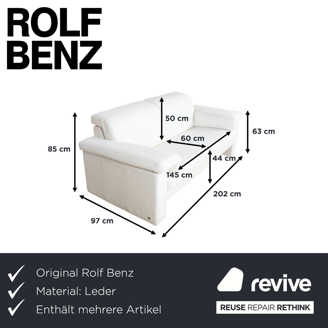 Rolf Benz 4000 Garnitur 2x Zweisitzer Leder Sofa Creme Weiß Couch
