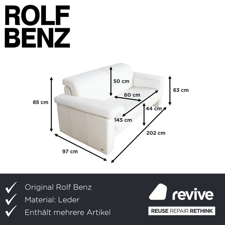 Rolf Benz 4000 Garnitur 2x Zweisitzer Leder Sofa Creme Weiß Couch