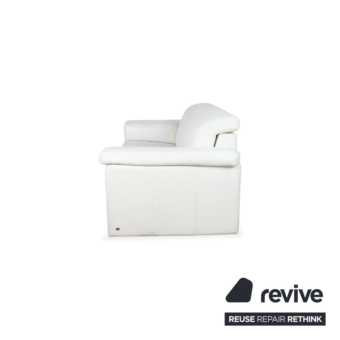 Rolf Benz 4000 Garnitur 2x Zweisitzer Leder Sofa Creme Weiß Couch