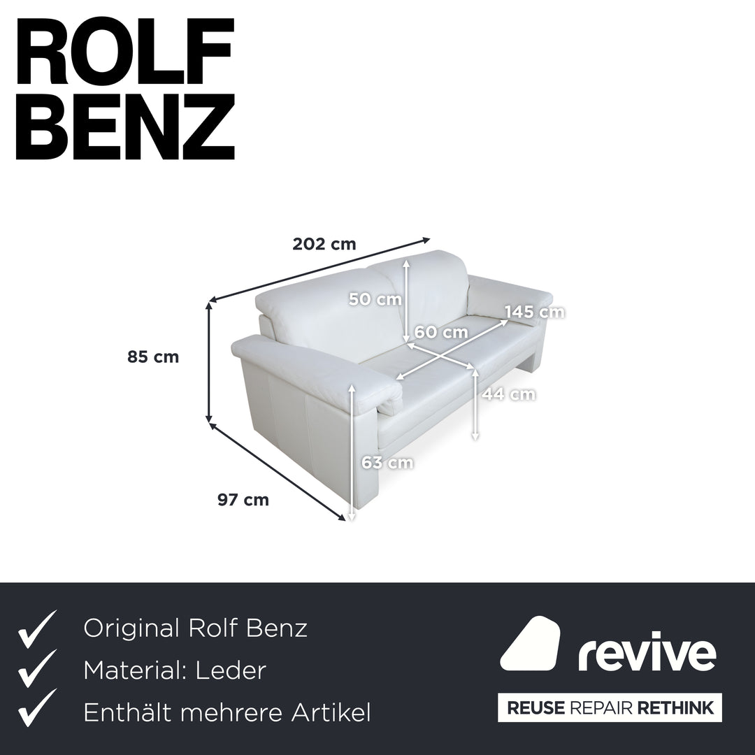 Rolf Benz 4000 Garnitur 2x Zweisitzer Leder Sofa Creme Weiß Couch