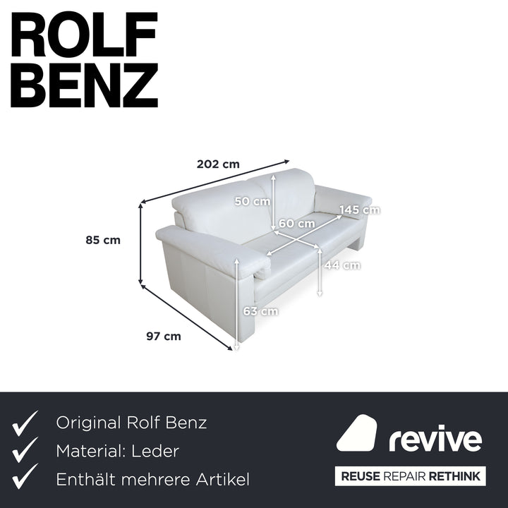 Rolf Benz 4000 Garnitur 2x Zweisitzer Leder Sofa Creme Weiß Couch