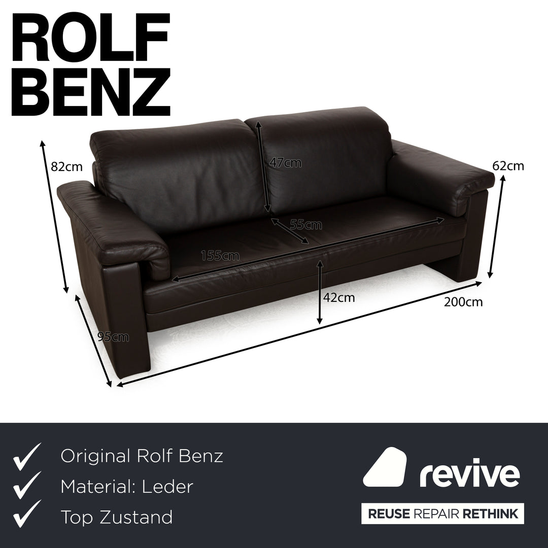 Rolf Benz 4000 Leather Three-Seater Brown Sofa Couch