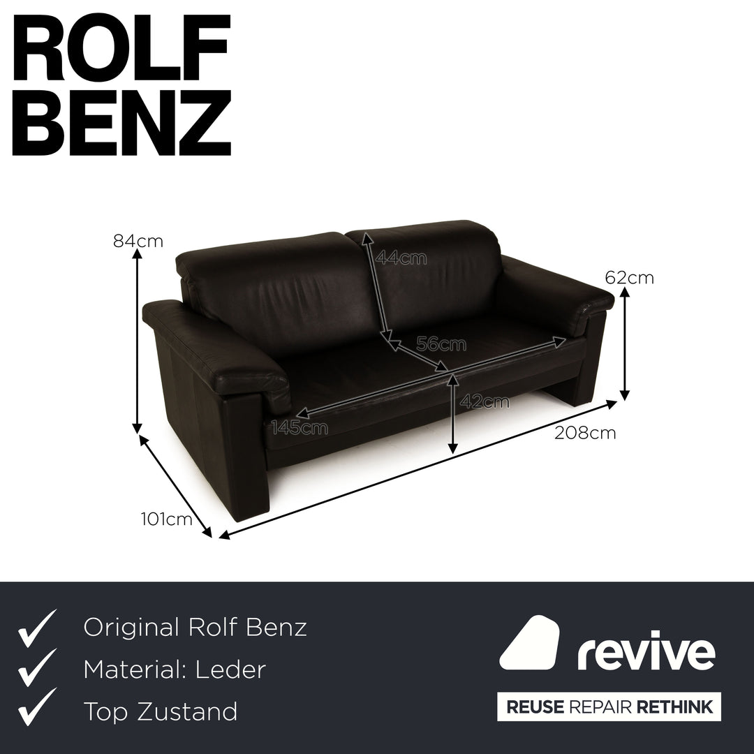 Rolf Benz 4000 Leder Dreisitzer Schwarz Sofa Couch