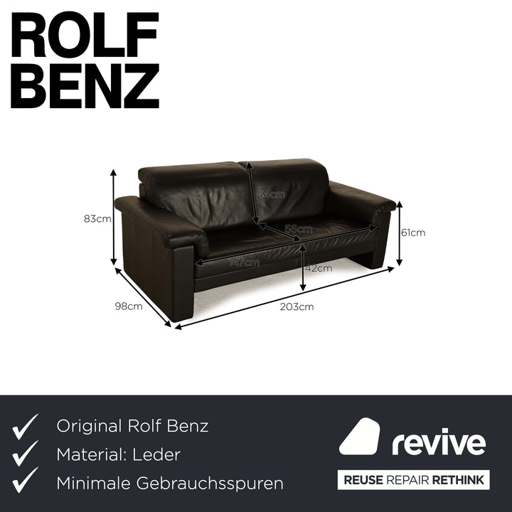 Rolf Benz 4000 Leder Dreisitzer Schwarz Sofa Couch