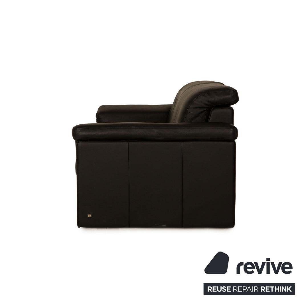 Rolf Benz 4000 Leder Dreisitzer Schwarz Sofa Couch