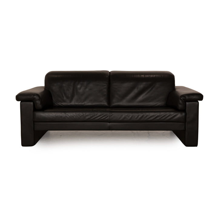 Rolf Benz 4000 leather three-seater black sofa couch