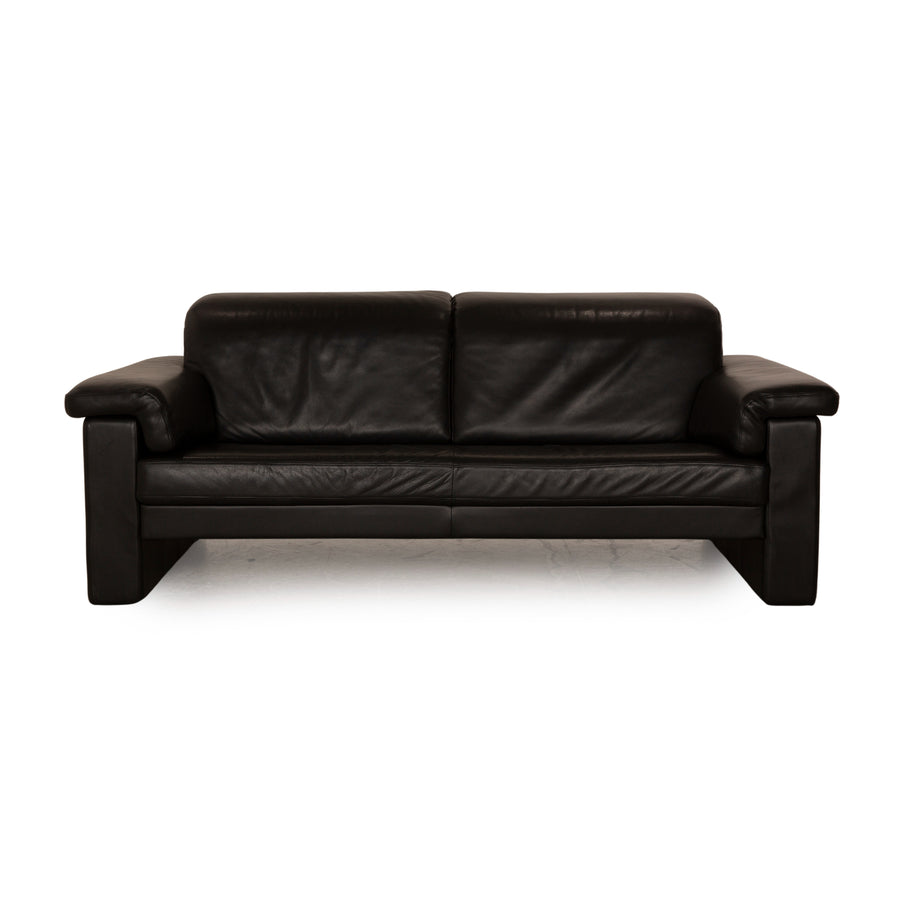 Rolf Benz 4000 leather three-seater black sofa couch