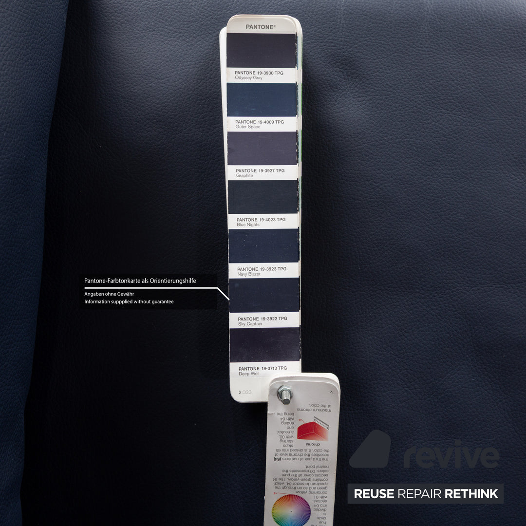 Canapé deux places en cuir bleu foncé Rolf Benz 4000, fonction manuelle