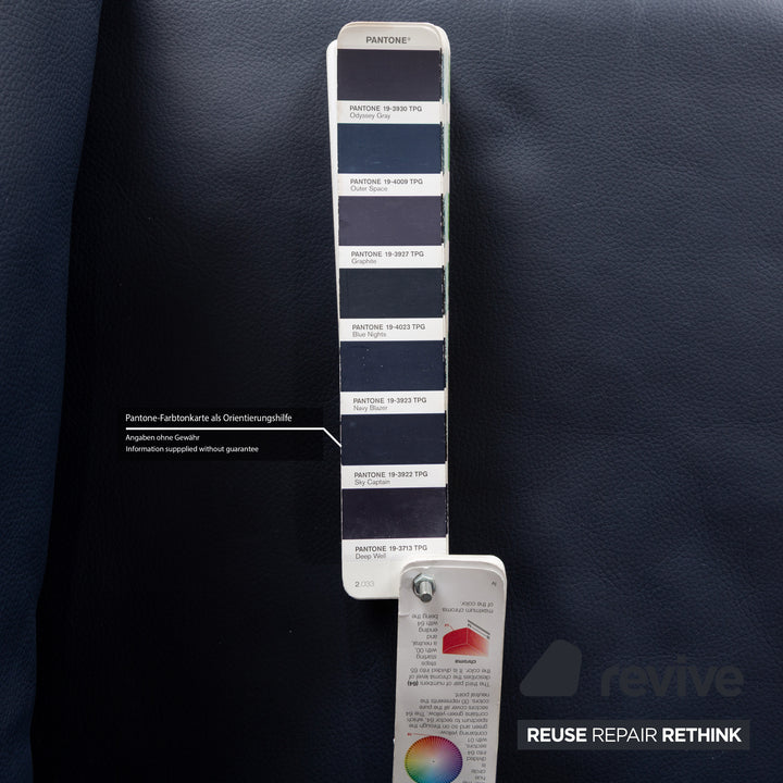 Canapé deux places en cuir bleu foncé Rolf Benz 4000, fonction manuelle