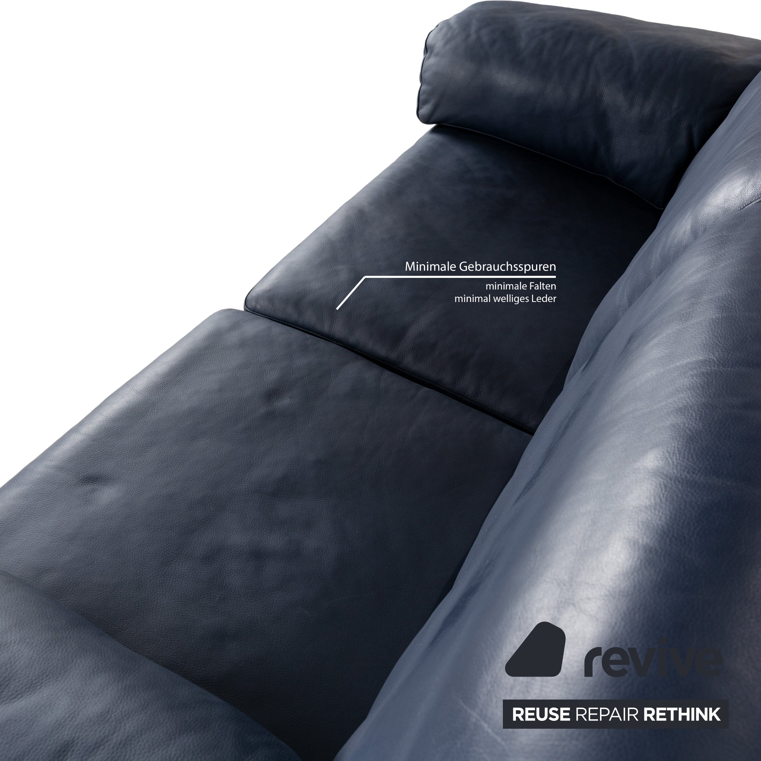 Rolf Benz 4000 Leder Zweisitzer Blau Dunkelblau Sofa Couch manuelle Funktion