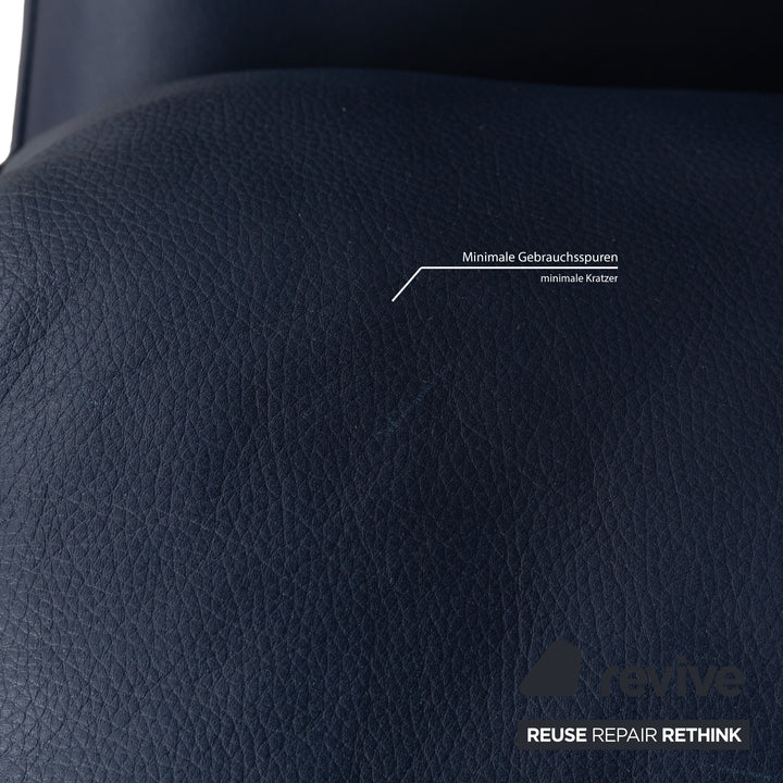 Canapé deux places en cuir bleu foncé Rolf Benz 4000, fonction manuelle