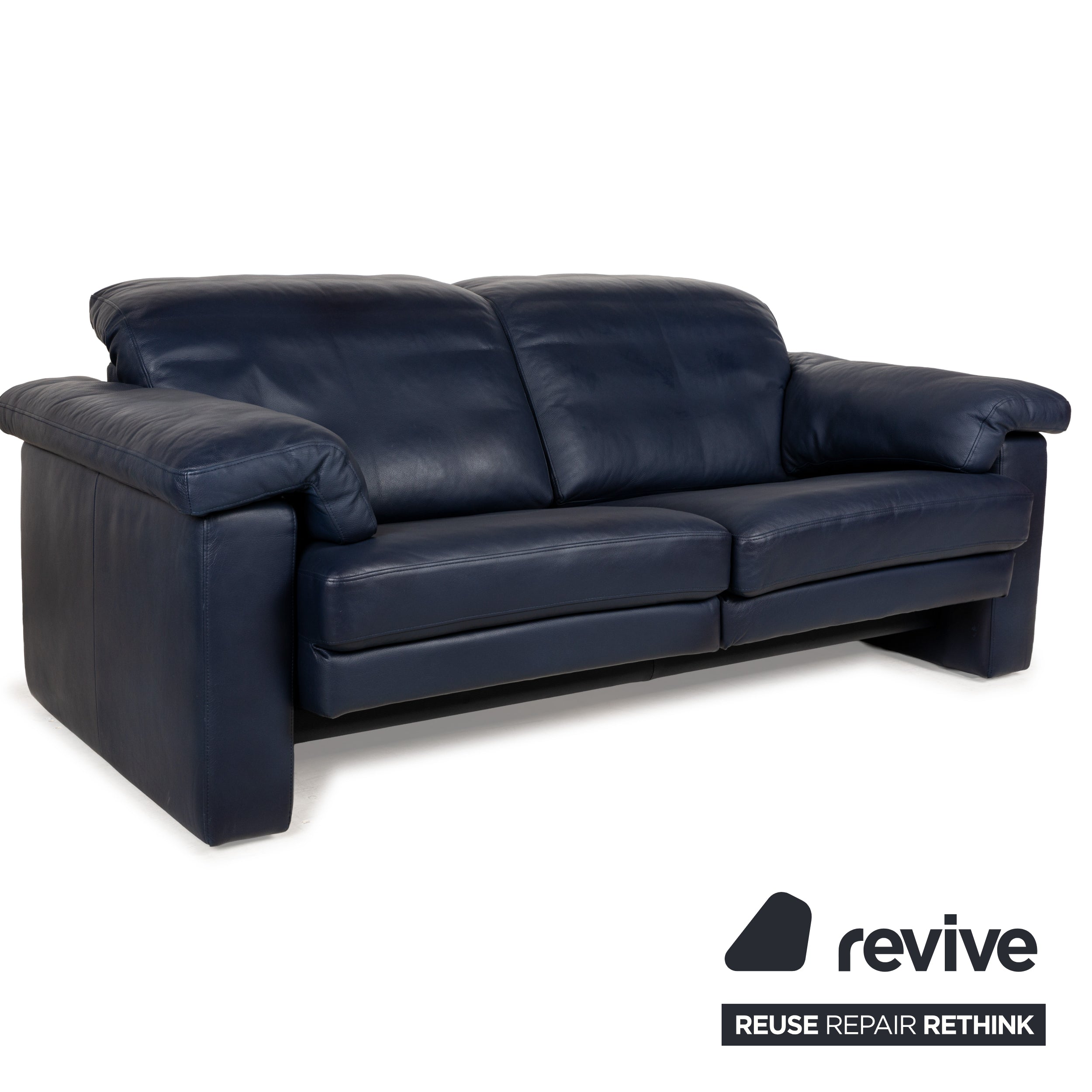 Rolf Benz 4000 Leder Zweisitzer Blau Dunkelblau Sofa Couch manuelle Funktion