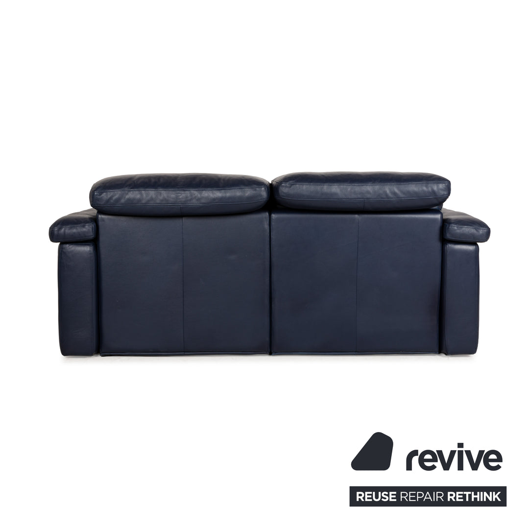 Canapé deux places en cuir bleu foncé Rolf Benz 4000, fonction manuelle