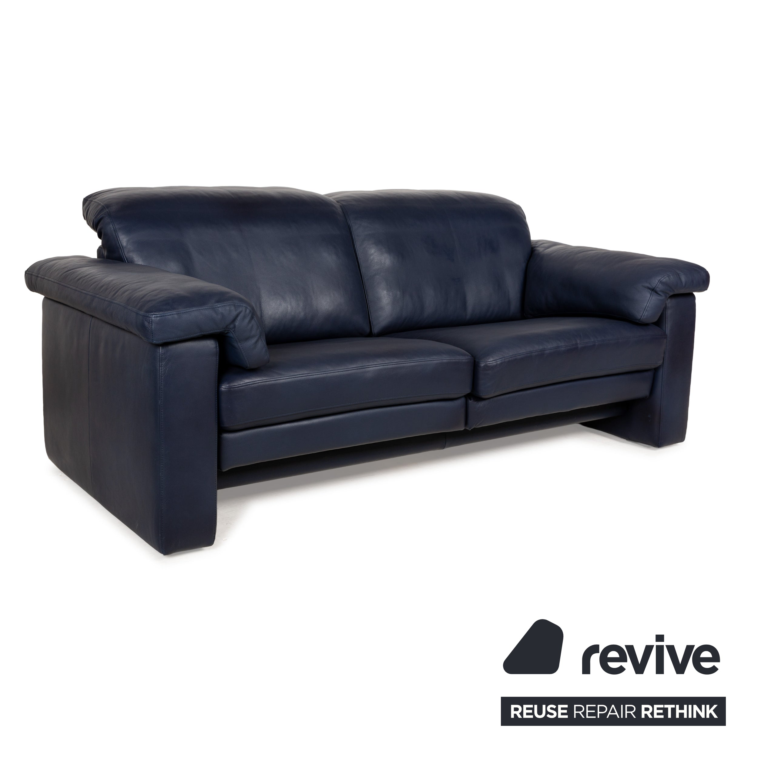 Rolf Benz 4000 Leder Zweisitzer Blau Dunkelblau Sofa Couch manuelle Funktion