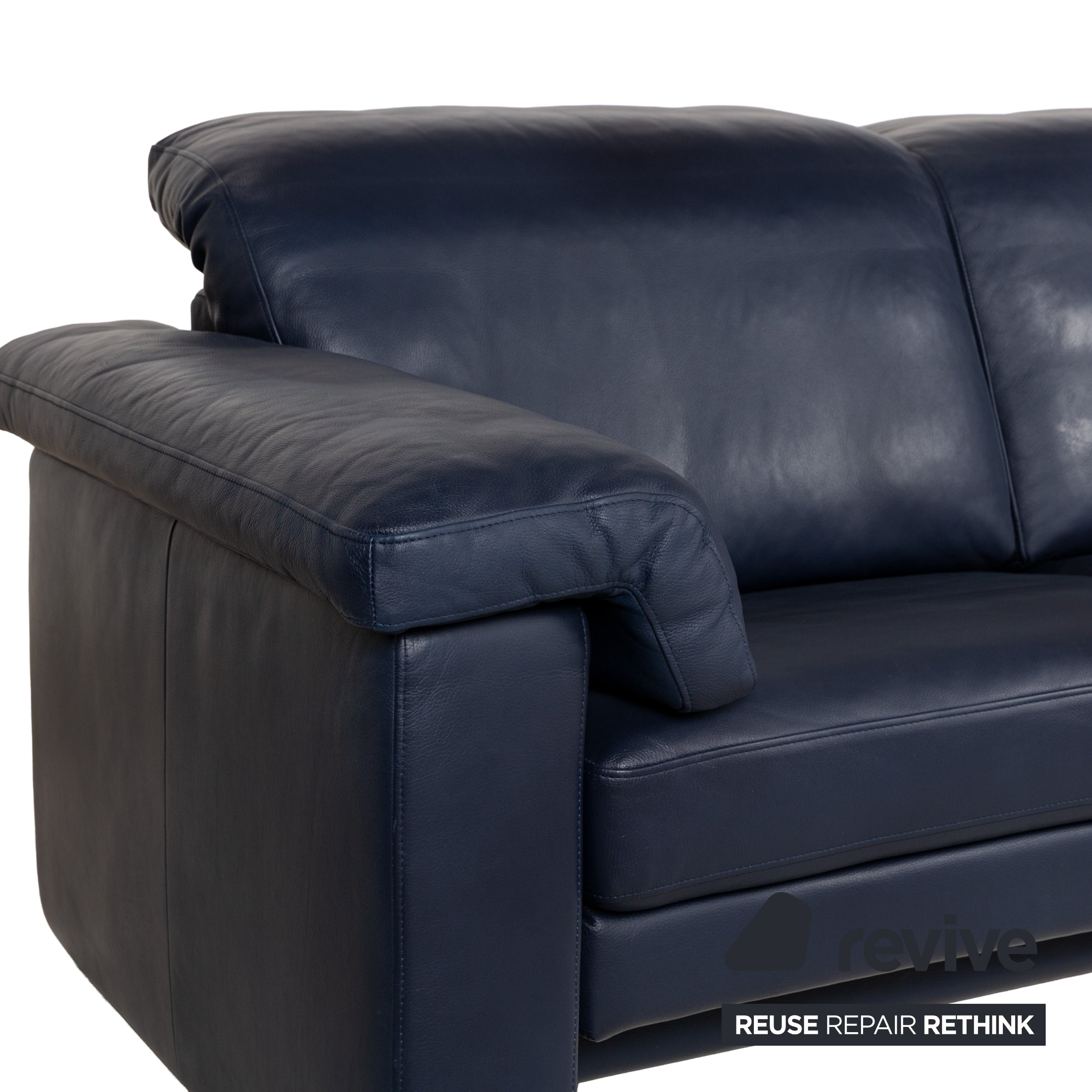 Rolf Benz 4000 Leder Zweisitzer Blau Dunkelblau Sofa Couch manuelle Funktion