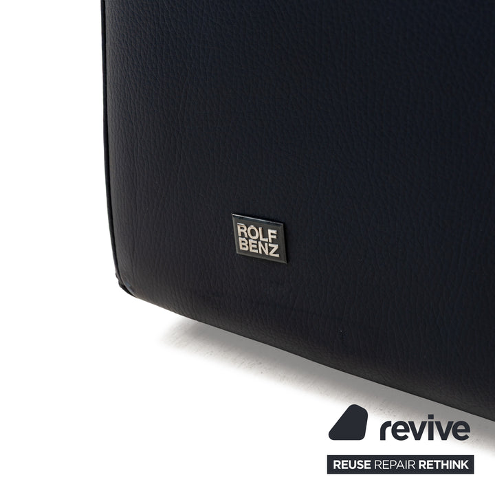 Canapé deux places en cuir bleu foncé Rolf Benz 4000, fonction manuelle