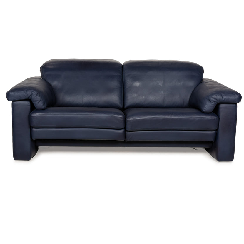 Rolf Benz 4000 Leder Zweisitzer Blau Dunkelblau Sofa Couch manuelle Funktion
