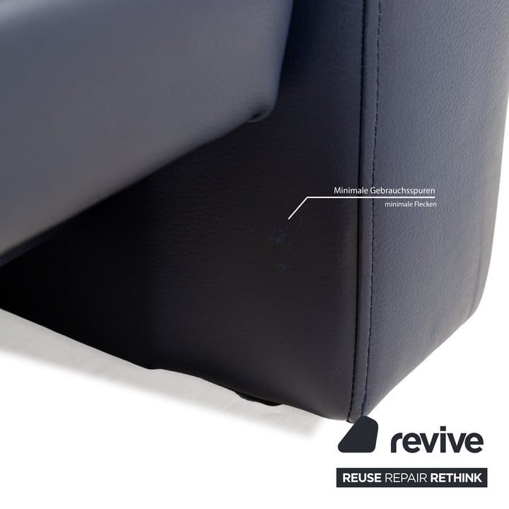 Canapé deux places en cuir bleu foncé Rolf Benz 4000, fonction manuelle