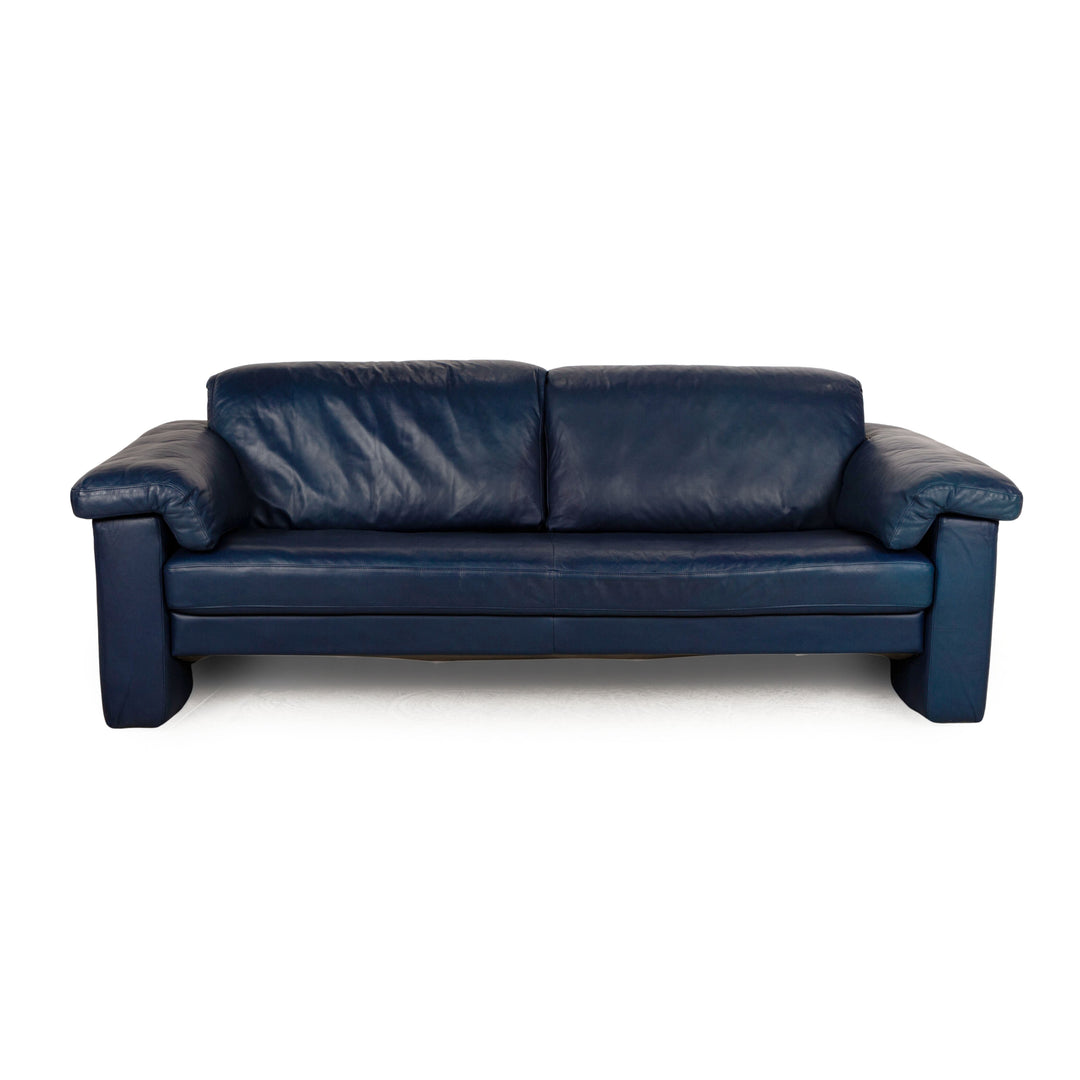 Rolf Benz 4000 Leather Two Seater Blue Sofa Couch