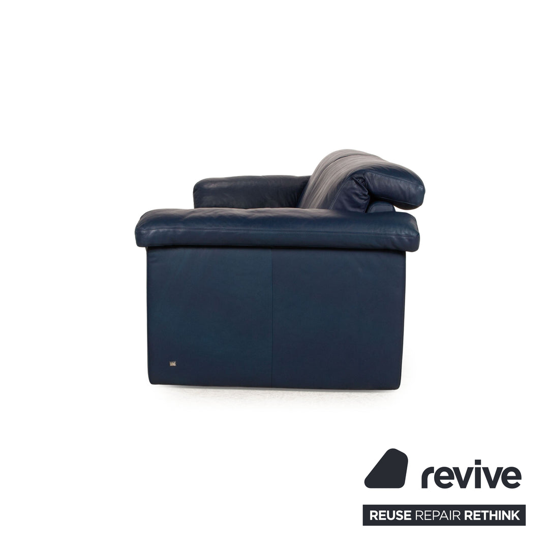 Rolf Benz 4000 Leather Two Seater Blue Sofa Couch