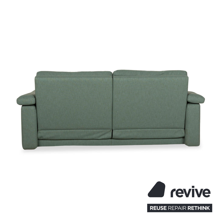 Rolf Benz 4000 Fabric Two-Seater Green Blue Manual Function Sofa Couch