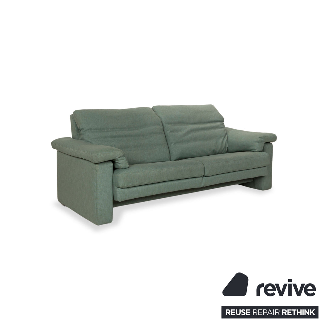 Rolf Benz 4000 Fabric Two-Seater Green Blue Manual Function Sofa Couch