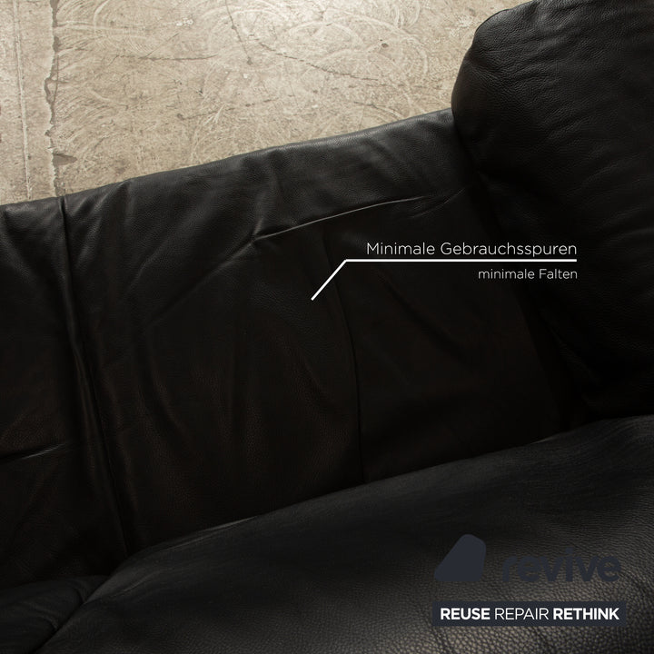 Rolf Benz 4000 Leder Zweisitzer Schwarz Sofa Couch