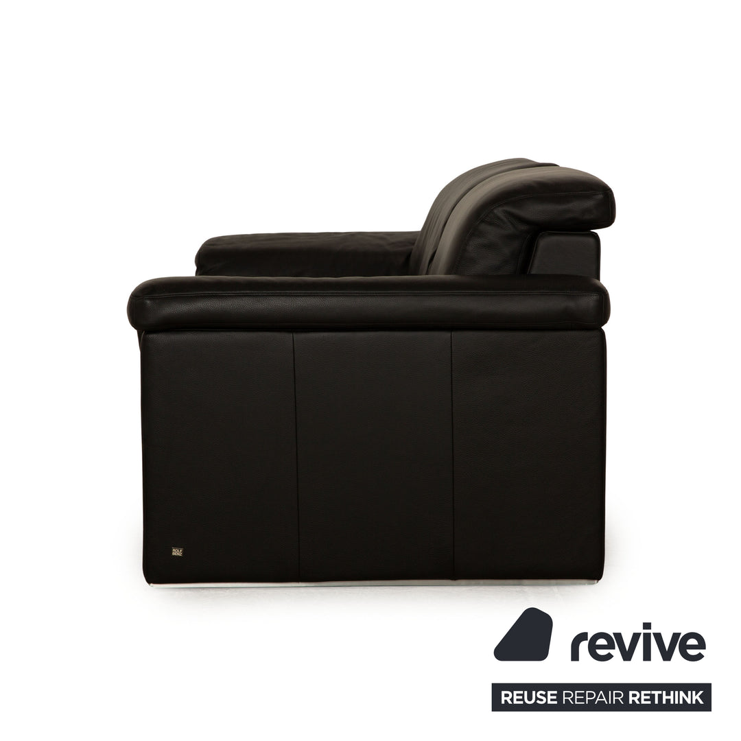 Canapé deux places en cuir noir Rolf Benz 4000