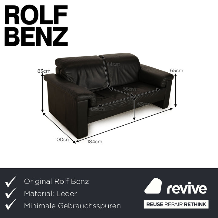 Canapé deux places en cuir noir Rolf Benz 4000