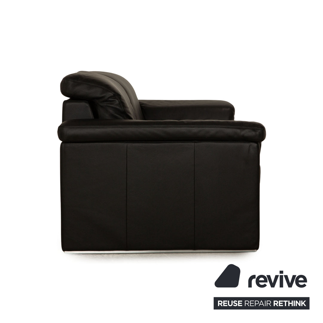 Canapé deux places en cuir noir Rolf Benz 4000