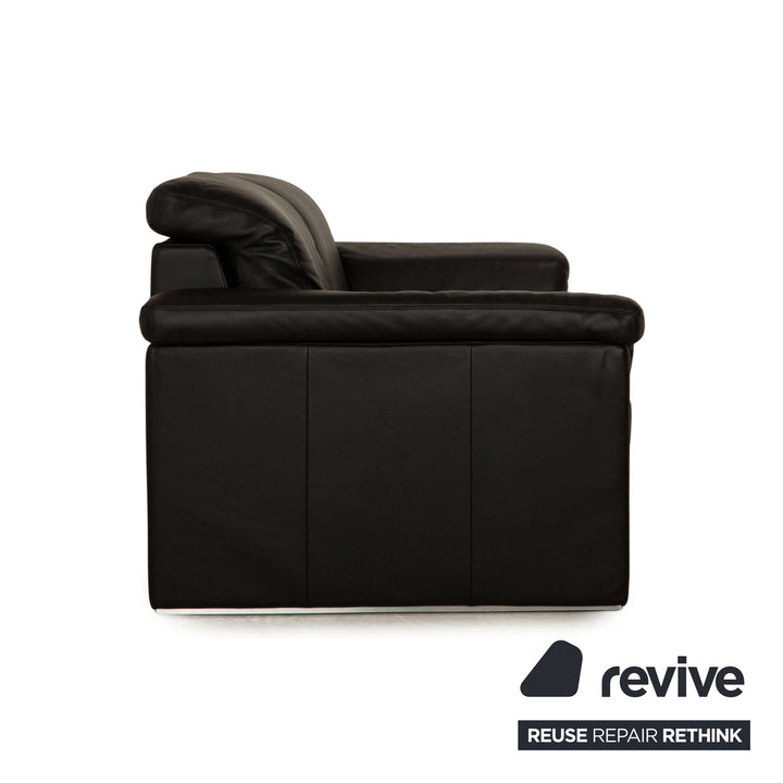 Canapé deux places en cuir noir Rolf Benz 4000