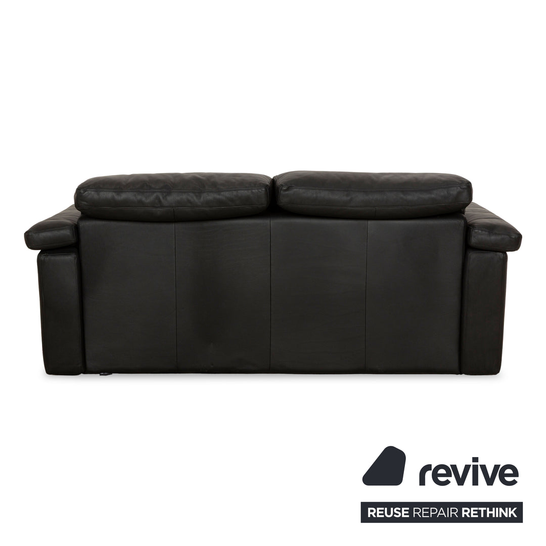 Rolf Benz 4000 Leather Two Seater Black Sofa Couch