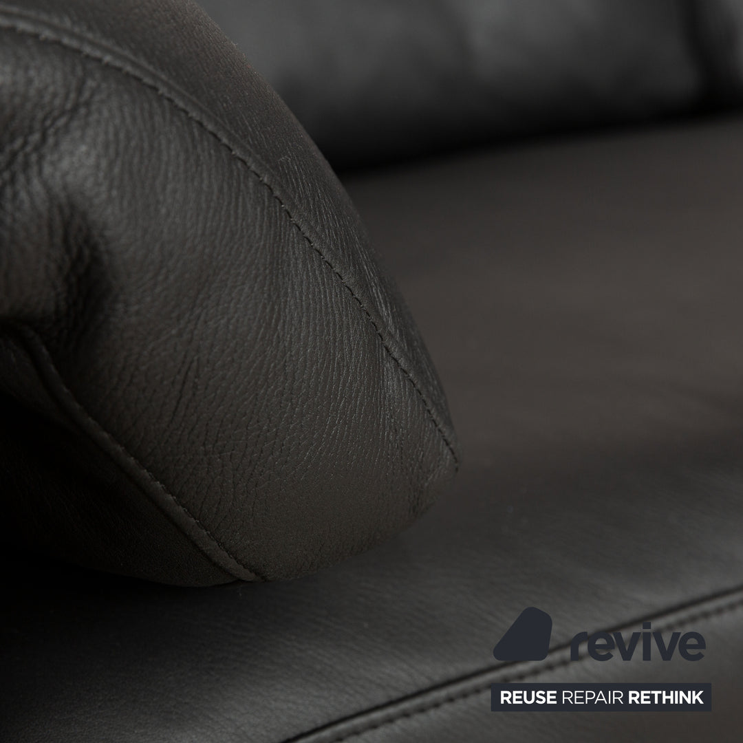 Rolf Benz 4000 Leather Two Seater Black Sofa Couch