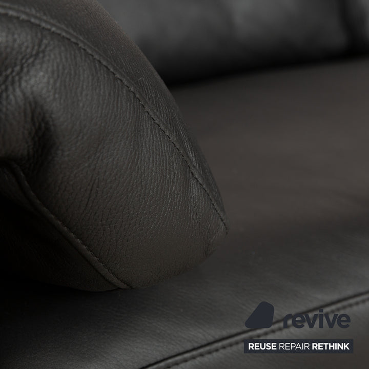 Rolf Benz 4000 Leather Two Seater Black Sofa Couch