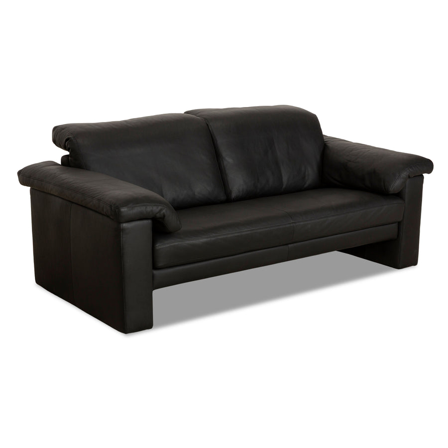 Rolf Benz 4000 Leather Two Seater Black Sofa Couch